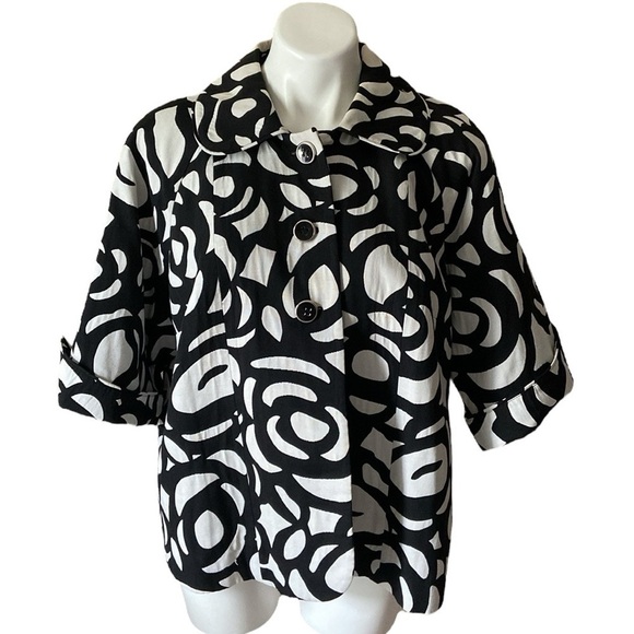Madison Studio Black And White Mod Size 16W Swing Jacket Plus Size - Picture 1 of 9